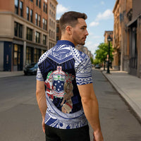 Samoa Christmas Zipper Polo Shirt Samoan Siva Dance With Santa - Polynesian Pride