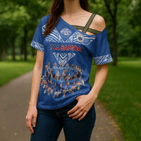 Toa Samoa Cross Shoulder Shirt Samoan Warrior Spirit Rugby - Polynesian Pride
