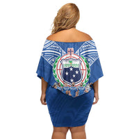 Toa Samoa Family Matching Off Shoulder Short Dress and Hawaiian Shirt Samoan Warrior Spirit Rugby - Polynesian Pride