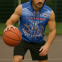 Toa Samoa Sleeveless Zip Hoodie Samoan Warrior Spirit Rugby - Polynesian Pride