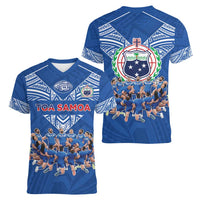 Toa Samoa Women V-Neck T-Shirt Samoan Warrior Spirit Rugby - Polynesian Pride