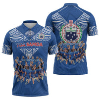 Toa Samoa Zipper Polo Shirt Samoan Warrior Spirit Rugby - Polynesian Pride