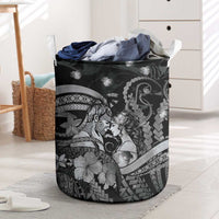 Maori Romantic Valentine Laundry Basket The Hongi Kiss Black Galaxy DT05 Black - Polynesian Pride