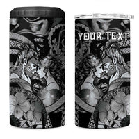 Personalised Maori Romantic Valentine 4 in 1 Can Cooler Tumbler The Hongi Kiss Black Galaxy