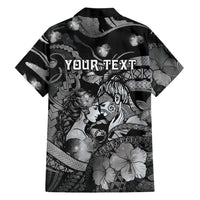 Personalised Maori Romantic Valentine Family Matching Mermaid Dress and Hawaiian Shirt The Hongi Kiss Black Galaxy DT05 - Polynesian Pride