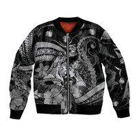 Personalised Maori Romantic Valentine Sleeve Zip Bomber Jacket The Hongi Kiss Black Galaxy DT05 Unisex Black - Polynesian Pride