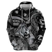 Personalised Maori Romantic Valentine Zip Hoodie The Hongi Kiss Black Galaxy DT05 - Polynesian Pride