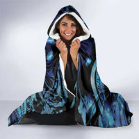 Maori Romantic Valentine Hooded Blanket The Hongi Kiss Blue Galaxy