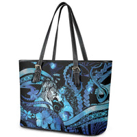 Maori Romantic Valentine Leather Tote Bag The Hongi Kiss Blue Galaxy