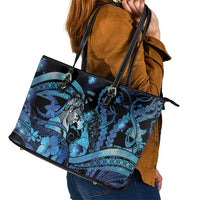 Maori Romantic Valentine Leather Tote Bag The Hongi Kiss Blue Galaxy