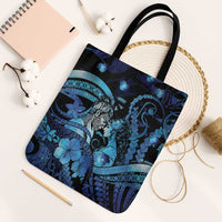 Maori Romantic Valentine Tote Bag The Hongi Kiss Blue Galaxy