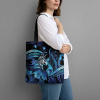 Maori Romantic Valentine Tote Bag The Hongi Kiss Blue Galaxy