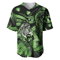 Personalised Maori Romantic Valentine Baseball Jersey The Hongi Kiss Green Galaxy DT05 Green - Polynesian Pride