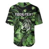 Personalised Maori Romantic Valentine Baseball Jersey The Hongi Kiss Green Galaxy DT05 - Polynesian Pride