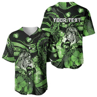 Personalised Maori Romantic Valentine Baseball Jersey The Hongi Kiss Green Galaxy DT05 - Polynesian Pride