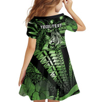 Personalised Maori Romantic Valentine Family Matching Summer Maxi Dress and Hawaiian Shirt The Hongi Kiss Green Galaxy