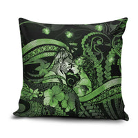 Maori Romantic Valentine Pillow Cover The Hongi Kiss Green Galaxy