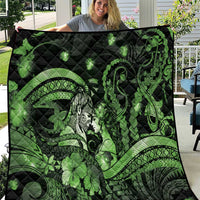 Maori Romantic Valentine Quilt The Hongi Kiss Green Galaxy DT05 Green - Polynesian Pride
