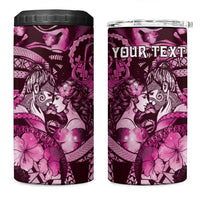Personalised Maori Romantic Valentine 4 in 1 Can Cooler Tumbler The Hongi Kiss Pink Galaxy