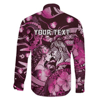Personalised Maori Romantic Valentine Family Matching Summer Maxi Dress and Hawaiian Shirt The Hongi Kiss Pink Galaxy