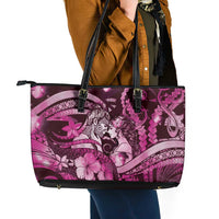 Maori Romantic Valentine Leather Tote Bag The Hongi Kiss Pink Galaxy DT05 - Polynesian Pride
