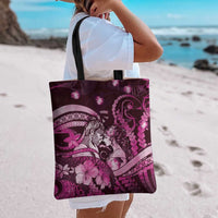 Maori Romantic Valentine Tote Bag The Hongi Kiss Pink Galaxy