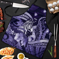 Maori Romantic Valentine Apron The Hongi Kiss Purple Galaxy