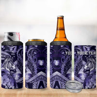 Personalised Maori Romantic Valentine 4 in 1 Can Cooler Tumbler The Hongi Kiss Purple Galaxy