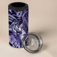 Personalised Maori Romantic Valentine 4 in 1 Can Cooler Tumbler The Hongi Kiss Purple Galaxy