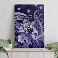 Maori Romantic Valentine Canvas Wall Art The Hongi Kiss Purple Galaxy