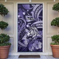 Personalised Maori Romantic Valentine Door Cover The Hongi Kiss Purple Galaxy
