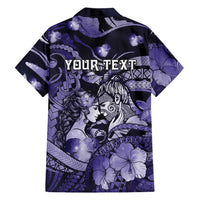 Personalised Maori Romantic Valentine Family Matching Summer Maxi Dress and Hawaiian Shirt The Hongi Kiss Purple Galaxy