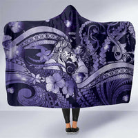 Maori Romantic Valentine Hooded Blanket The Hongi Kiss Purple Galaxy