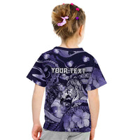 Personalised Maori Romantic Valentine Kid T Shirt The Hongi Kiss Purple Galaxy