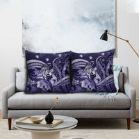 Maori Romantic Valentine Pillow Cover The Hongi Kiss Purple Galaxy