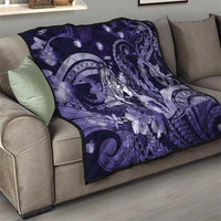 Maori Romantic Valentine Quilt The Hongi Kiss Purple Galaxy