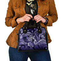 Maori Romantic Valentine Shoulder Handbag The Hongi Kiss Purple Galaxy