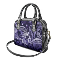 Maori Romantic Valentine Shoulder Handbag The Hongi Kiss Purple Galaxy