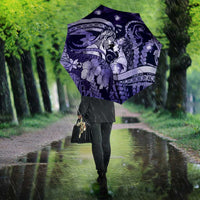 Maori Romantic Valentine Umbrella The Hongi Kiss Purple Galaxy