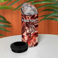 Personalised Maori Romantic Valentine 4 in 1 Can Cooler Tumbler The Hongi Kiss Red Galaxy DT05 - Polynesian Pride