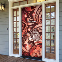 Personalised Maori Romantic Valentine Door Cover The Hongi Kiss Red Galaxy