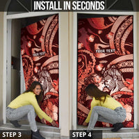 Personalised Maori Romantic Valentine Door Cover The Hongi Kiss Red Galaxy