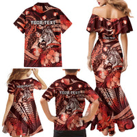 Personalised Maori Romantic Valentine Family Matching Mermaid Dress and Hawaiian Shirt The Hongi Kiss Red Galaxy