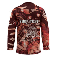 Personalised Maori Romantic Valentine Hockey Jersey The Hongi Kiss Red Galaxy