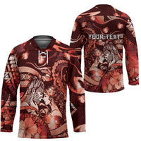 Personalised Maori Romantic Valentine Hockey Jersey The Hongi Kiss Red Galaxy