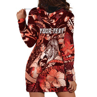 Personalised Maori Romantic Valentine Hoodie Dress The Hongi Kiss Red Galaxy