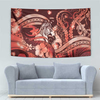 Maori Romantic Valentine Tapestry The Hongi Kiss Red Galaxy DT05 - Polynesian Pride