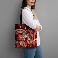 Maori Romantic Valentine Tote Bag The Hongi Kiss Red Galaxy
