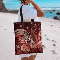 Maori Romantic Valentine Tote Bag The Hongi Kiss Red Galaxy