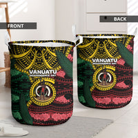 Vanuatu Independence Day Laundry Basket Boar Tusk Warrior Tribal Floral Patterns